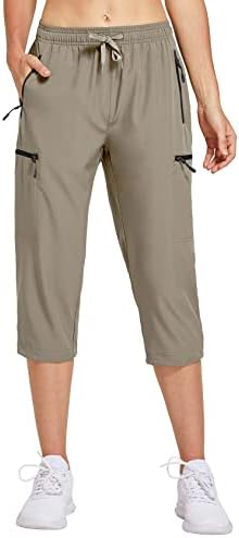FITST4 Ženska pantalone za pantalone za ženske terete Lagane kapris Brzo suho vukodloške vodene vježbe hlače džepove patentnih zatvarača