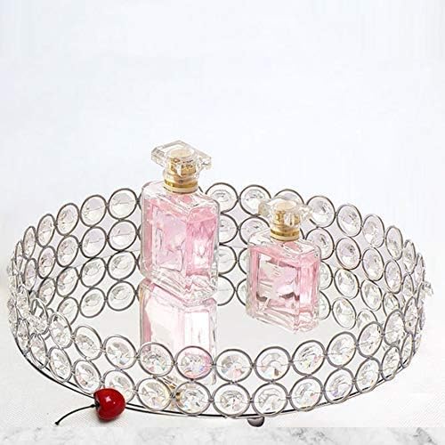 Qiaononii ZD205 Silver Okružno zrcalo Dekorativni kozmetički kutija za skladištenje, vjenčani kućni ukras regal nakit
