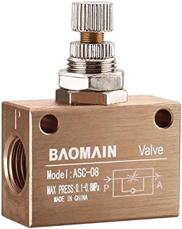 Baomain pneumatski ventil za kontrolu brzine protoka ASC-08 jednosmjerna dva položaja ženski na ženski PT1 / 4