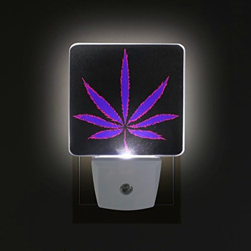 Naanle Set od 2 neonska ljubičasta Marihuana list kanabisa na Crnom Auto senzoru LED Dusk to Dawn Night Light