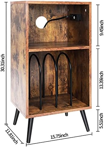 Finnhomy stalak za gramofon sa stanicom za punjenje, sto za skladištenje vinilnih ploča sa podeljenim