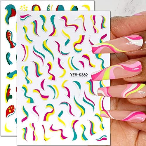 3d rainbow Wave Line naljepnice za umjetnost noktiju samoljepljive šarene geometrije Swirl Stripe Line dizajn naljepnice za nokte Gay Pride Day pribor za nokte LGBT ukrasi za nokte Nail Art manikir 6kom