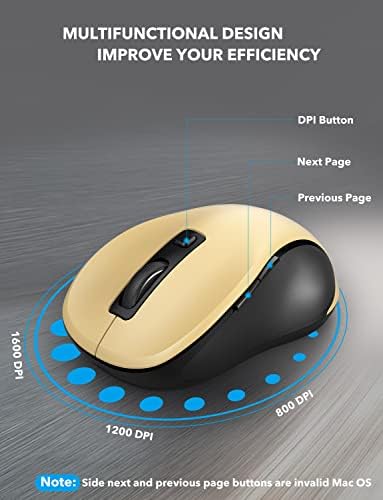Trueque bežični miš za Laptop, ergonomski računarski miš od 2,4 GHz sa dugmadima za nazad