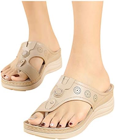 Iqka ženske klinaste sandale izdubite japanke ljetne Ležerne kopče Toe protiv klizača Bohemijski stil