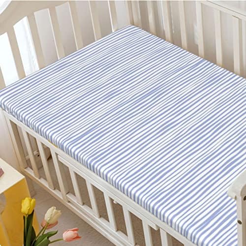 Striped tematski pričvršćeni lim, standardni madrac sa krevetom ugrađeni list meki mali toddler madrac listovi za djecu za djevojčicu ili dječak, 28 x52, lavanda plava bijela