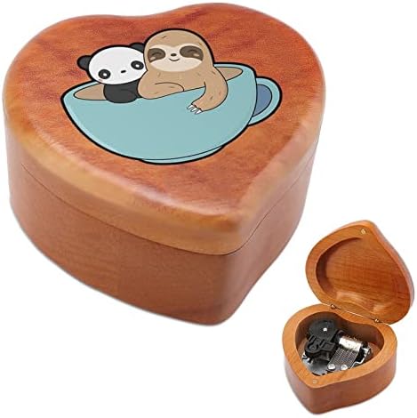 Panda i Sloth Wood Music Box Vintage Musical Box Poklon za Božićni rođendan Valentinovo