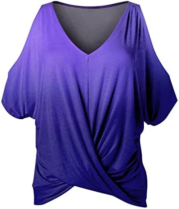 Ženska bluza padaju ljetni kratki rukav sa odjeće za ramena Pamuk Vneck Wrap Lounge Bluza Thirt za djevojke RP