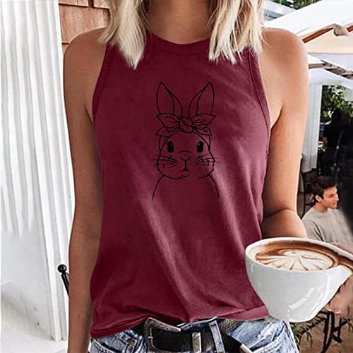 Uskršnji tenk za žene Seksi majica bez rukava slatka košulja životinja majica za okrugla izrez minimalistička