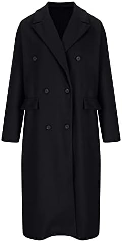 Ženski zarezni rever dvostruki kaputi Srednja dugačka vuna mleva grašak zimski dugački omotač za ljuljanje dugačak jaknu