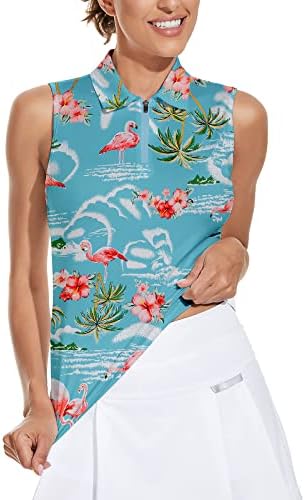 Soneven ženske golf majice bez rukava cvjetna atletska polo majica vlagu Wicking teniski košulje suho fit