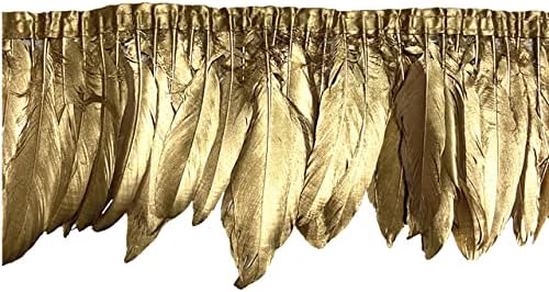Zamihalaa - 2meters zlatno srebro Umočeno Gusje perje za ukras na traci ukrasi rubna traka guska pero Trim
