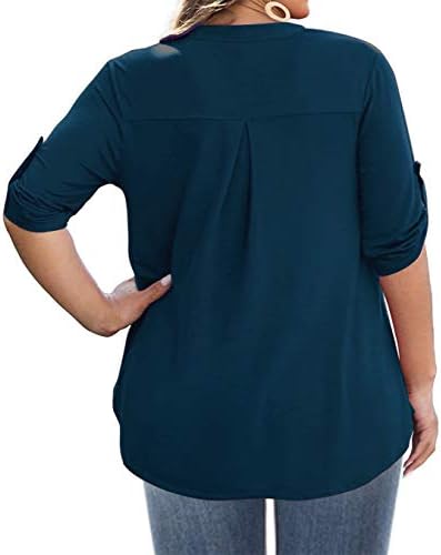 AMCLOS Womens plus Size Tops V izrez majice bluze Casual meka lepršava tunika dugi rukavi sa