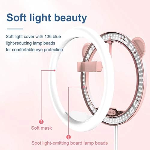 LEPSJGC sklopivi LED prstenasti stalak za mobilni telefon trobojni uvlačivi visina šminke online nastava stalak