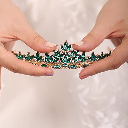 JWICOS Vintage Bridal vjenčanje Tiara Kristal dragi kamen kraljica kruna za mladenke vještački dijamant Halloween kruna za žene i djevojke