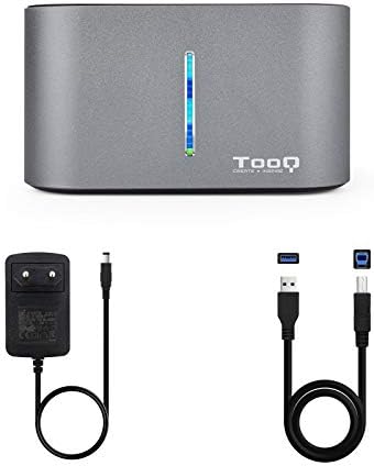 Tooq TQDS-805g priključna stanica sa Dual Bay SATA za 2.5 Inch i 3.5 inch diskove, USB 3.0 / USB 3.1 Gen1, kompatibilan sa USB 2.0, Clone Offline funkcija, siva