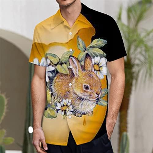 Uskršnje majice za muškarce Smiješno uskršnje jaje od tiskanog gumba za šargare na havajske majice Ležerne prilike opuštene fit majice