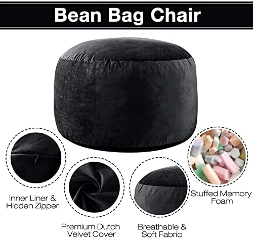 Edujin bean Bag stolice za tinejdžere: 3' memory Foam Filled Bean Bag sa Ultra mekanim holandskim baršunastim
