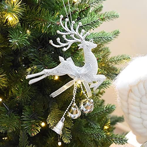 To je prekrasan životni božićni ukras zvono na vrpci u kutiji u kutiji suvenir listove perle