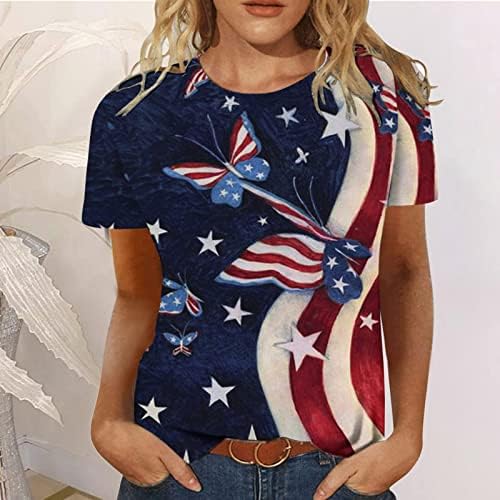 Teen Girls Crewneck Majica za vrat brodova kratki rukav 2023 pamučna grafička ručka obična bluza za žene IO