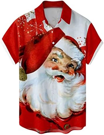 DSODAN božićni mens majice s kratkim rukavima smiješni Xmas Santa Claus Havajska majica za zabavu