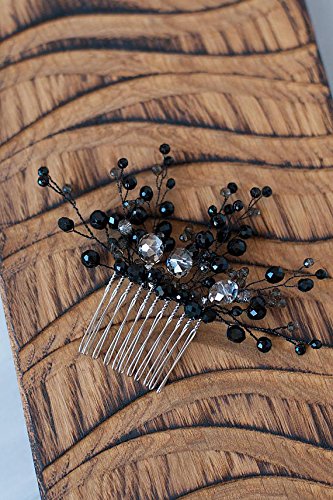FXmimior Svadbeni Dodaci za kosu crni češalj za kosu gotički vjenčani dodatak za kosu crni pokrivač