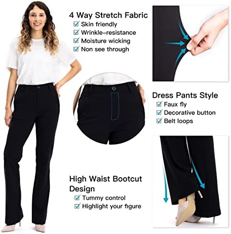 Xelorna bootcut yoga haljine za hlače za žene rastezljive radne hlače Ležerne prilike hlače za uredske poslove sa 6 džepova