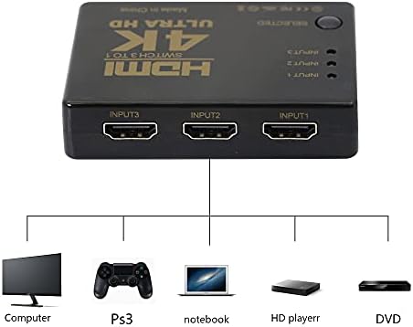 Qiannenon HDMI prekidač 3 u 1 out HDMI selektor prekidača 3 Port okvir sa IR daljinskim upravljačem HDMI 1.4