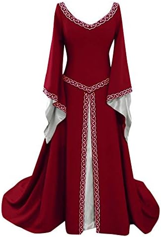 Dressy Ležerne haljine za žene s dugim rukavima V-izrez Srednjovjekovna haljina duljina duljina vrećica prevelika cosplay elegantna haljina za zabavu