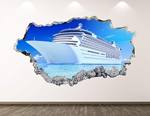 West Mountain Cruise Brod zidne dekol Umjetničko dekor 3D razbijena naljepnica za djecu Ocean Mural Dječja soba