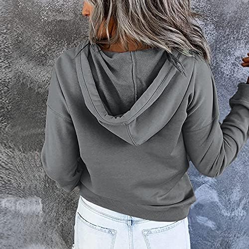 Ženske Casual dukserice pulover Tops 2022 jesenja Odjeća sa vezicama sa dugim rukavima duksevi sa džepom