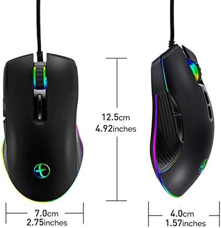 Iulonee Tip C miš, žični USB C miš Gaming miš ergonomski 4 RGB pozadinsko osvetljenje 3200 DPI kompatibilan sa