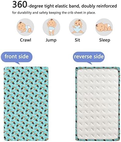 Toucan Themed Opremljeni mini listovi krevetića, prenosivi mini listovi krevetića ultra mekani