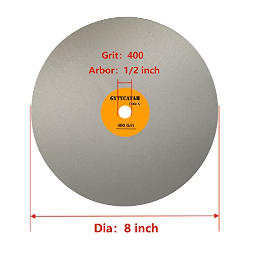 GYTYCATAH Diamond Flat Lap disk, 8 x 1/2 Sjenica 400 granulacija, dijamantski obloženi ravni točak za dragi kamen keramika Kameno staklo, Brusni Brusni disk za Lapping disk za poliranje