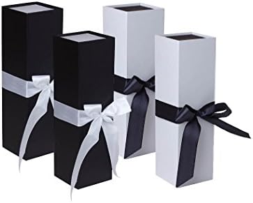 Jillson Roberts 4-Count asortiman Ribbon-Tie vino & amp; boca prezentacija poklon kutije, bijela / crna