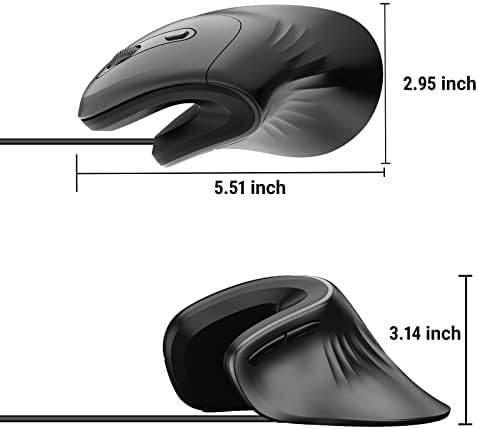 YOCUNKER USB žičani vertikalni miš l veličina za uniseks, ergonomski optički miš 6 dugmadi 3200DPI dešnjak,