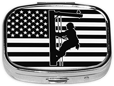Lineman Kvadratna Mini Kutija Za Pilule S Američkom Zastavom Organizator Metalnih Lijekova Za Putovanja