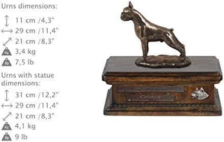 Boxer Cropped, urna za pseći pepeo spomen sa statuom, imenom i citatom za kućne ljubimce-Artdog personalizovan