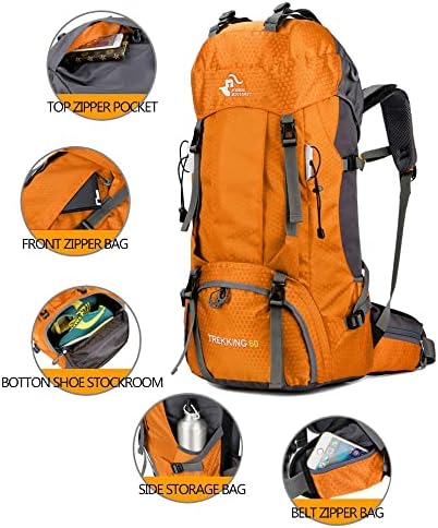Bseash 60L vodootporni lagani ruksak za planinarenje sa navlakom za kišu,dnevni ruksak za sportska putovanja na otvorenom za penjanje na kampiranje