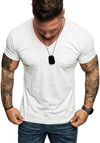 DGHM-JLMY muške majice za vježbanje hipster majica T majica ugrađena teretana TOUT kratki rukav The Fashion V-izrez