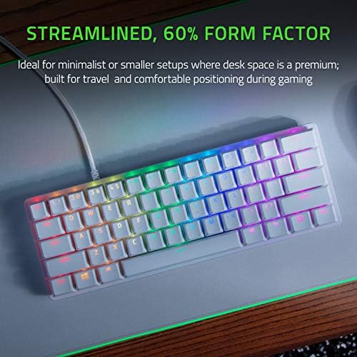 Razer Huntsman Mini 60% Gaming Keyboard: najbrži prekidači za tastaturu ikada-PBT Keycaps - ugrađena memorija-Mercury White