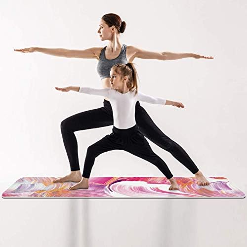Unicey debela neklizajuća Vježba & amp; fitnes 1/4 prostirka za jogu sa apstraktnom oslikanom četkom Art Pink Print za Yoga Pilates & podna fitnes Vježba