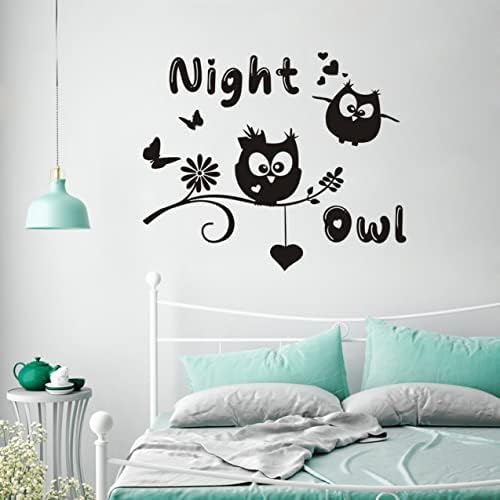 Slatka noćna sova zidne naljepnice životinjske sove leptiri s granom tkanina uklonjive zidne