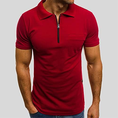 Majica sa Četvrtinskim patentnim zatvaračem za muškarce, kratki rukav bluza regularnog kroja rever aktivna majica Casual Solid workout Top