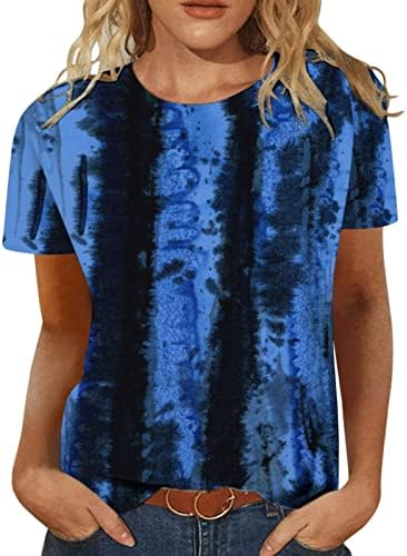Ležerni vrhovi za teen djevojku Ljeto Jesen kratki rukav Crewneck Grafički opušteni fit trake s prugastih bluza košulje žene 2023