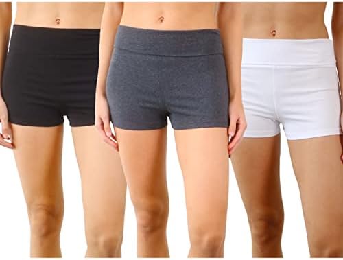 Čista izgled ženskog preklopa sa 3 paketa preko struka Active Stretch Pamučne joge kratke hlače