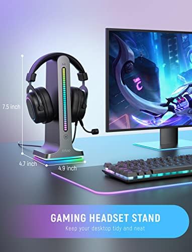 White Gaming Mic and Headset Stand, AmpliGame USB mikrofon, PC snimanje Desktop Laptop Mic sa mute dugme RGB,