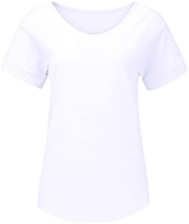 ZDFER pamučne posteljine za žene O izrez Solid bluza vrhovi ženskog ljetnog casual majica kratkih