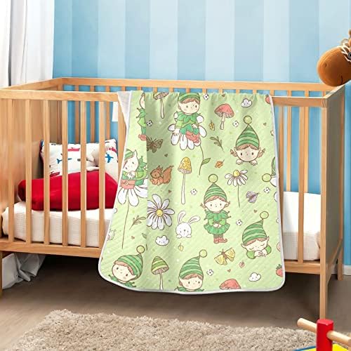 Swaddle pokrivačica Little ELF pamučna pokrivačica za dojenčad, primanje pokrivača, lagana mekana pokrivačica za krevetić, kolica, rakete, 30x40 u, zelenom