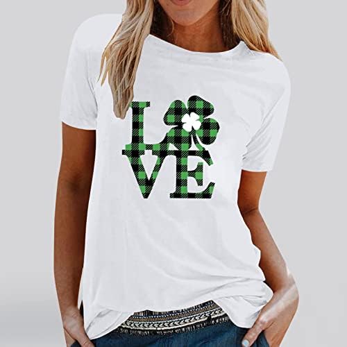 Ljubavno pismo Shamrock Print Tees Top za žene St. Patrick Dan majice St. Paddy dan kratki rukav Casual pulover