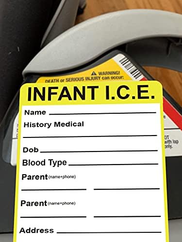 Dojenče I.C.e. Naljepnica sa karticama 3 x 4 inča Identifikacija za hitnu situaciju Kontakt Kontakt naljepnice za sjedala - Dječji autosjedalica Alert Priključni oznaka Sigurnosni naljepnici 25 kom